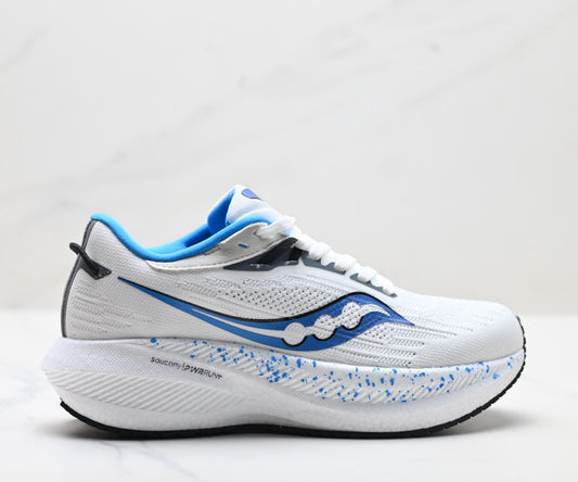 Saucony Triumph 21 White-Blue Ultralight Running Sneaker