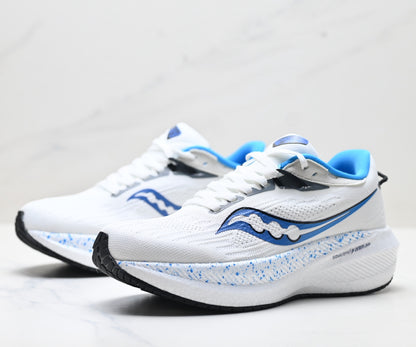 Saucony Triumph 21 White-Blue Ultralight Running Sneaker