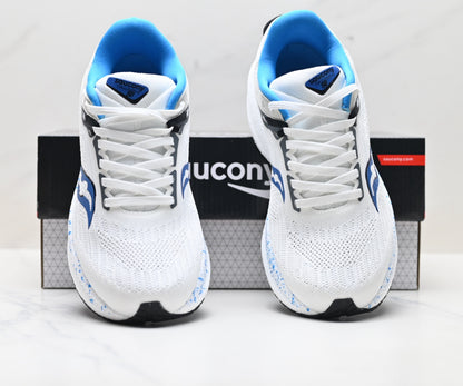 Saucony Triumph 21 White-Blue Ultralight Running Sneaker