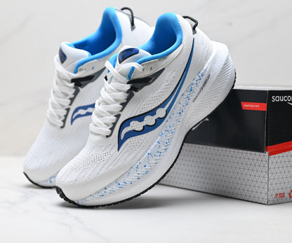 Saucony Triumph 21 White-Blue Ultralight Running Sneaker