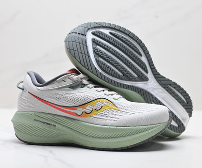 Saucony Triumph 21 Gray-Orange Ultralight Running Sneaker