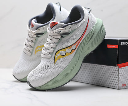 Saucony Triumph 21 Gray-Orange Ultralight Running Sneaker