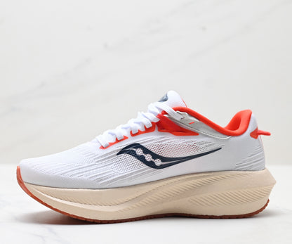Saucony Triumph 21 Beige-Red Ultralight Running Sneaker