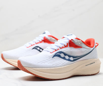 Saucony Triumph 21 Beige-Red Ultralight Running Sneaker