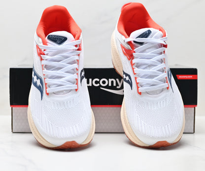 Saucony Triumph 21 Beige-Red Ultralight Running Sneaker